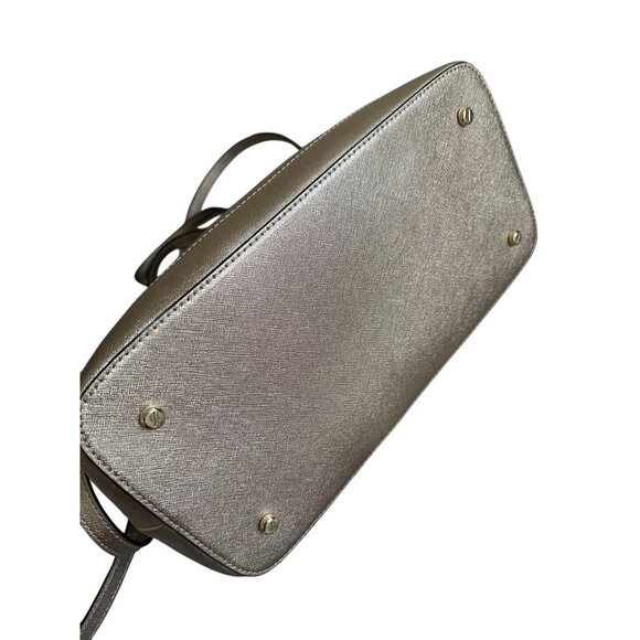 HENRI BENDEL Rose Gold Saffiano Leather Large Satchel Crossbody Bag - Picture 3 of 13